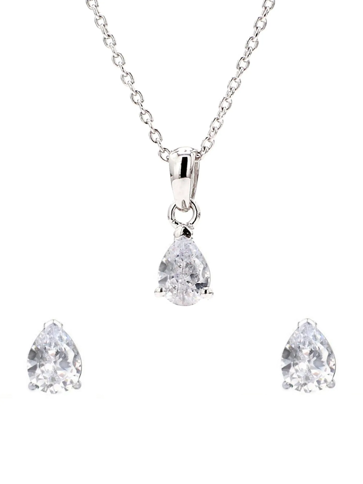 0.50 Carat Aaa American Diamond Pear Shape Solitaire Jewellery Set For Women