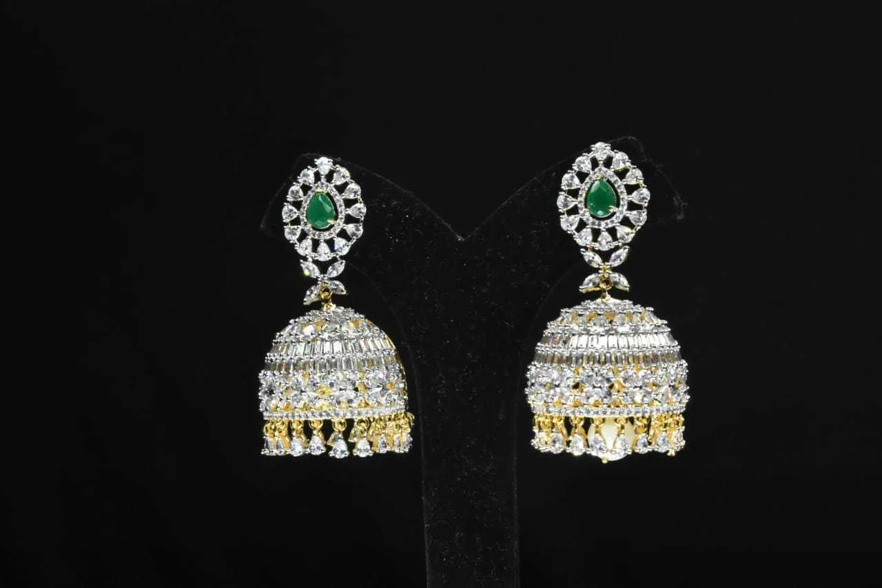 1 Gram Gold American Diamond Jhumka Earring