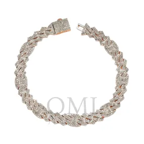 10K GOLD PRONG CUBAN DESIGNER CURB LINK CHAIN BRACELET 4.08 CT DIAMONDS