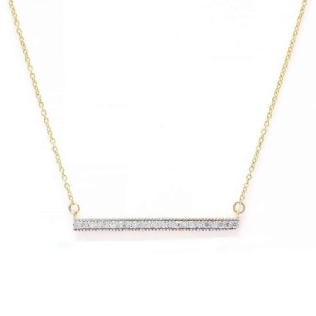 14K Diamond Bar Pendant Necklace