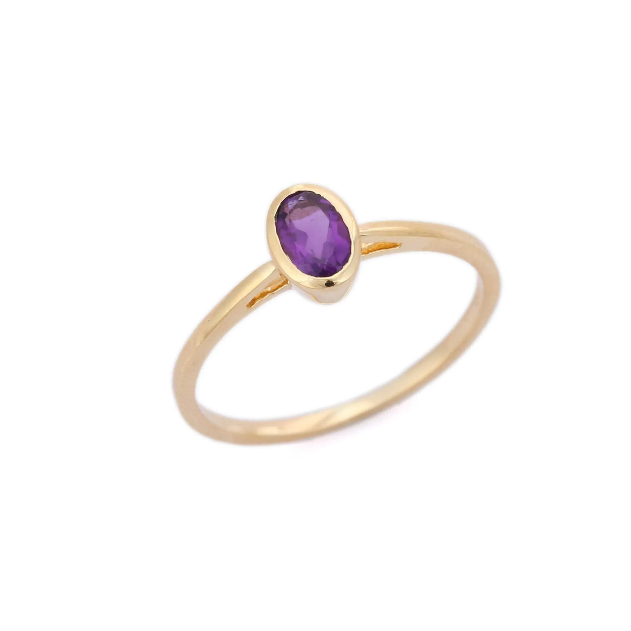 14K Yellow Gold Amethyst Ring