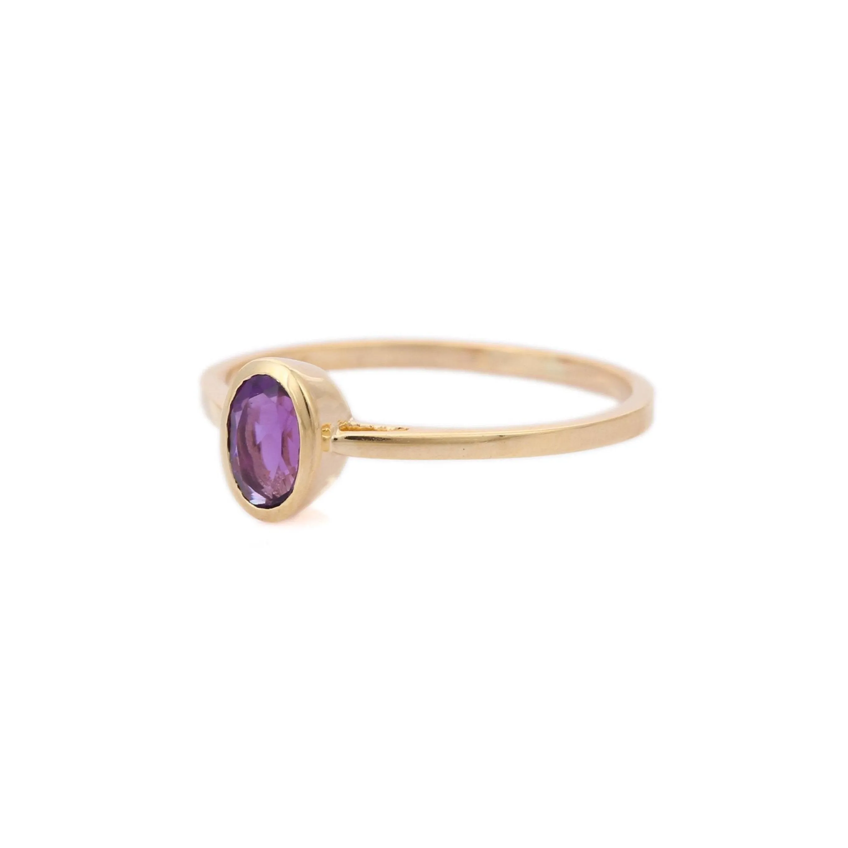 14K Yellow Gold Amethyst Ring