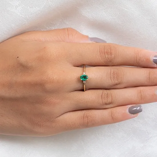 14K Yellow Gold Emerald Ring