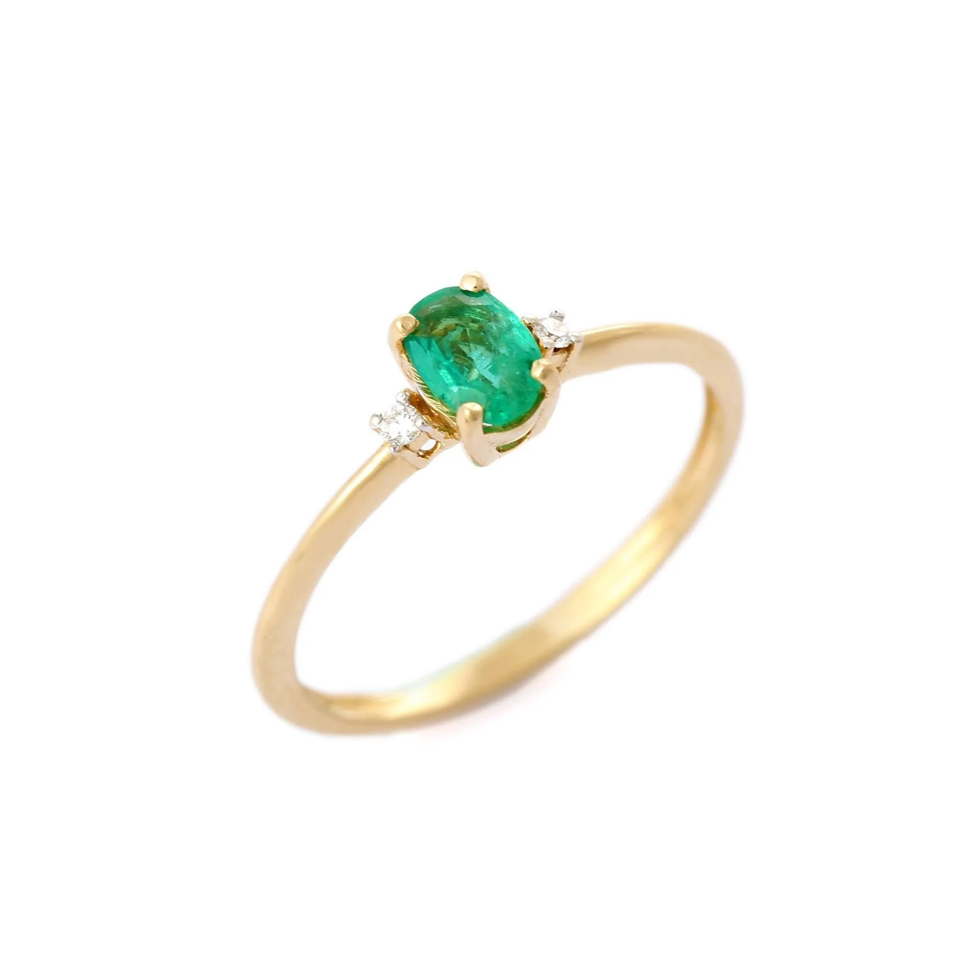 14K Yellow Gold Emerald Ring