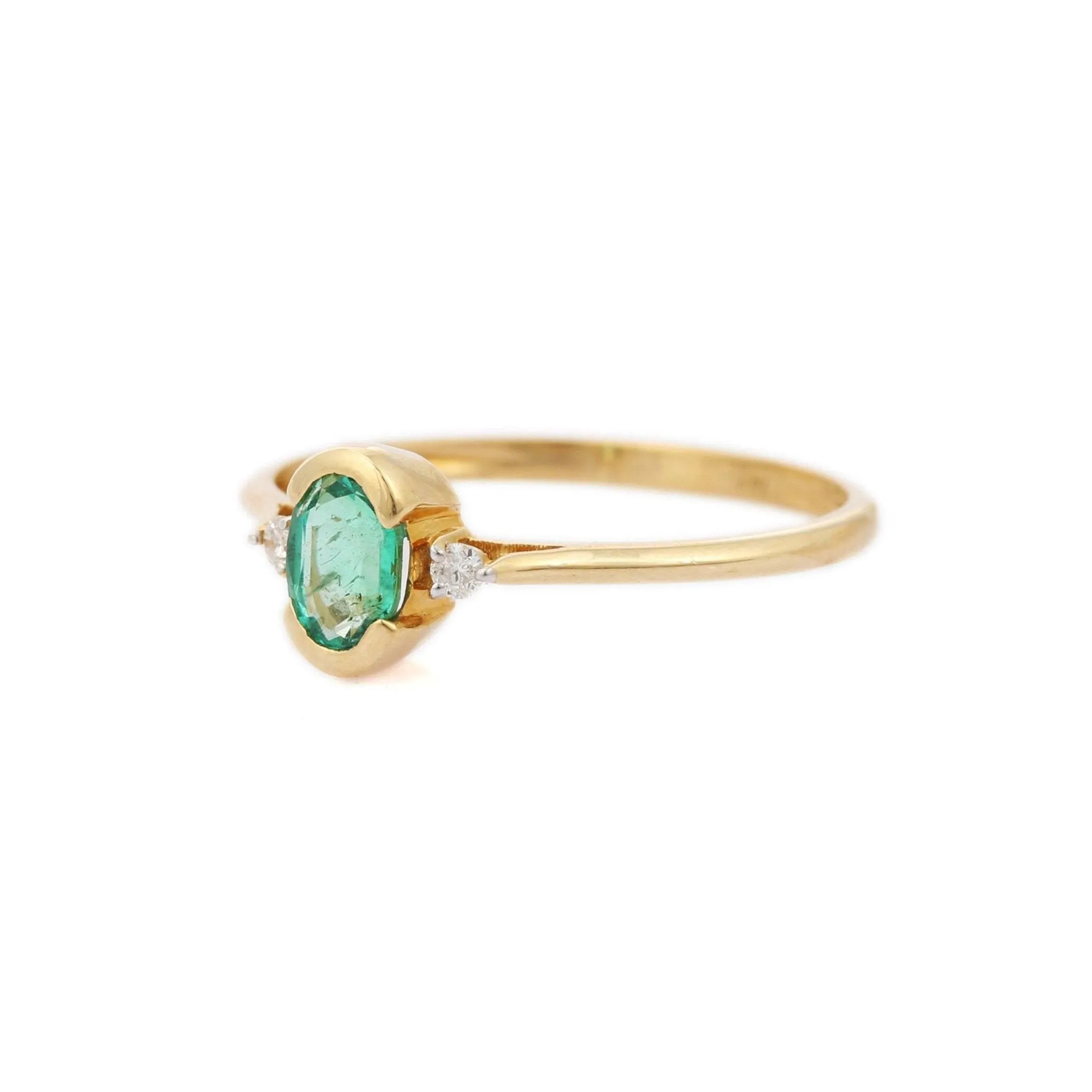 14K Yellow Gold Emerald Ring