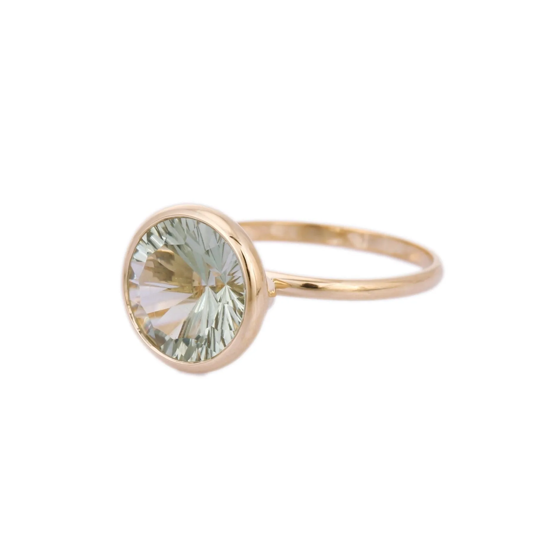 18K Yellow Gold Green Amethyst Ring