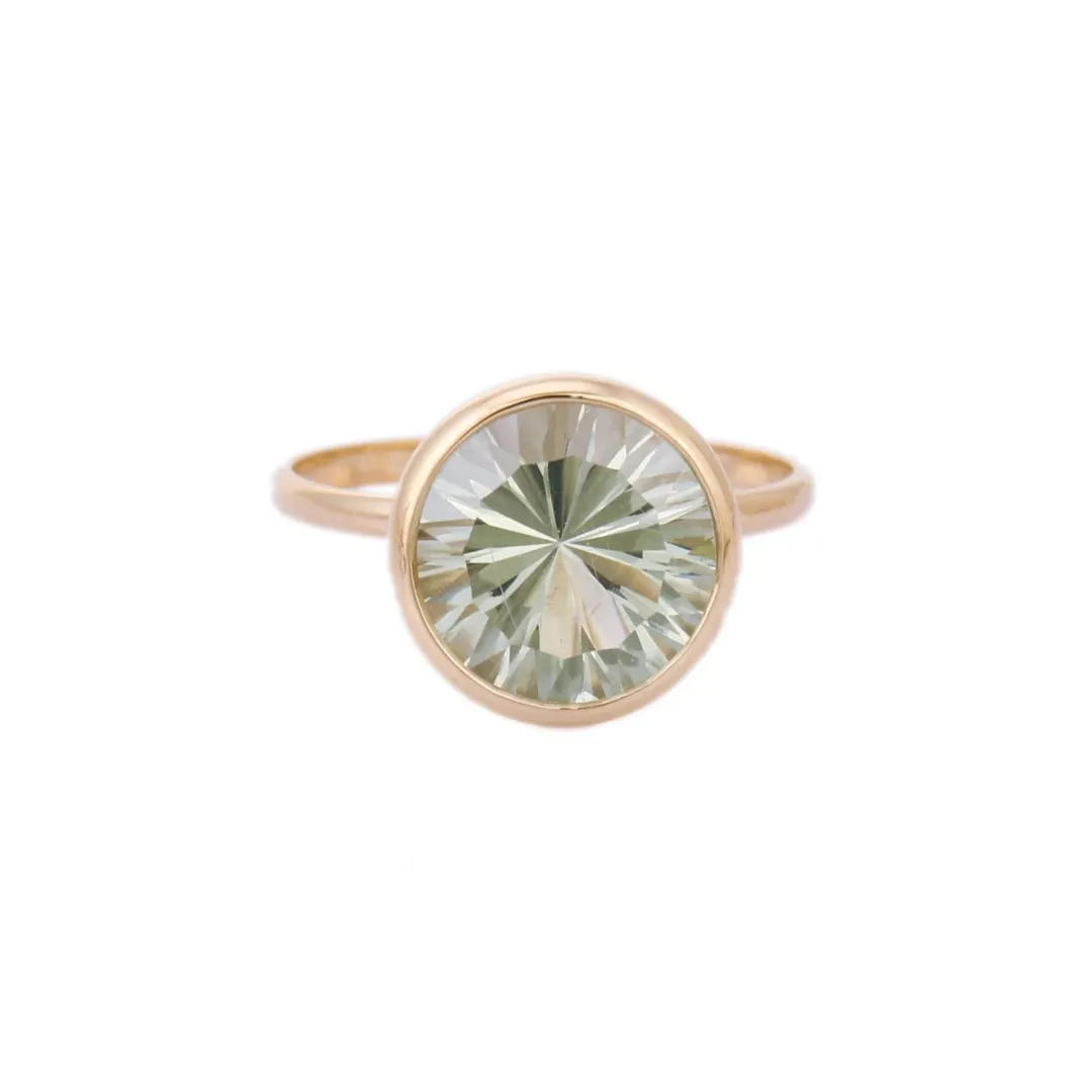 18K Yellow Gold Green Amethyst Ring