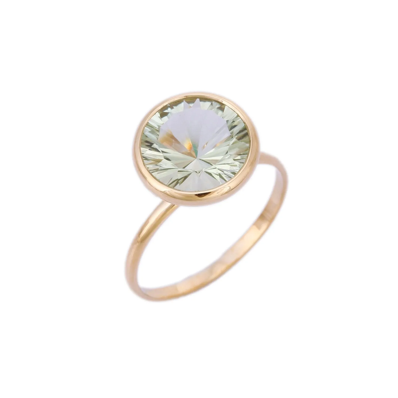 18K Yellow Gold Green Amethyst Ring