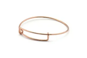 64mm Wire Bracelets, Rose Gold Plated Brass Charm Bangle, Charm Bracelets (64x9x1.6mm) Bs 1234 Q1094