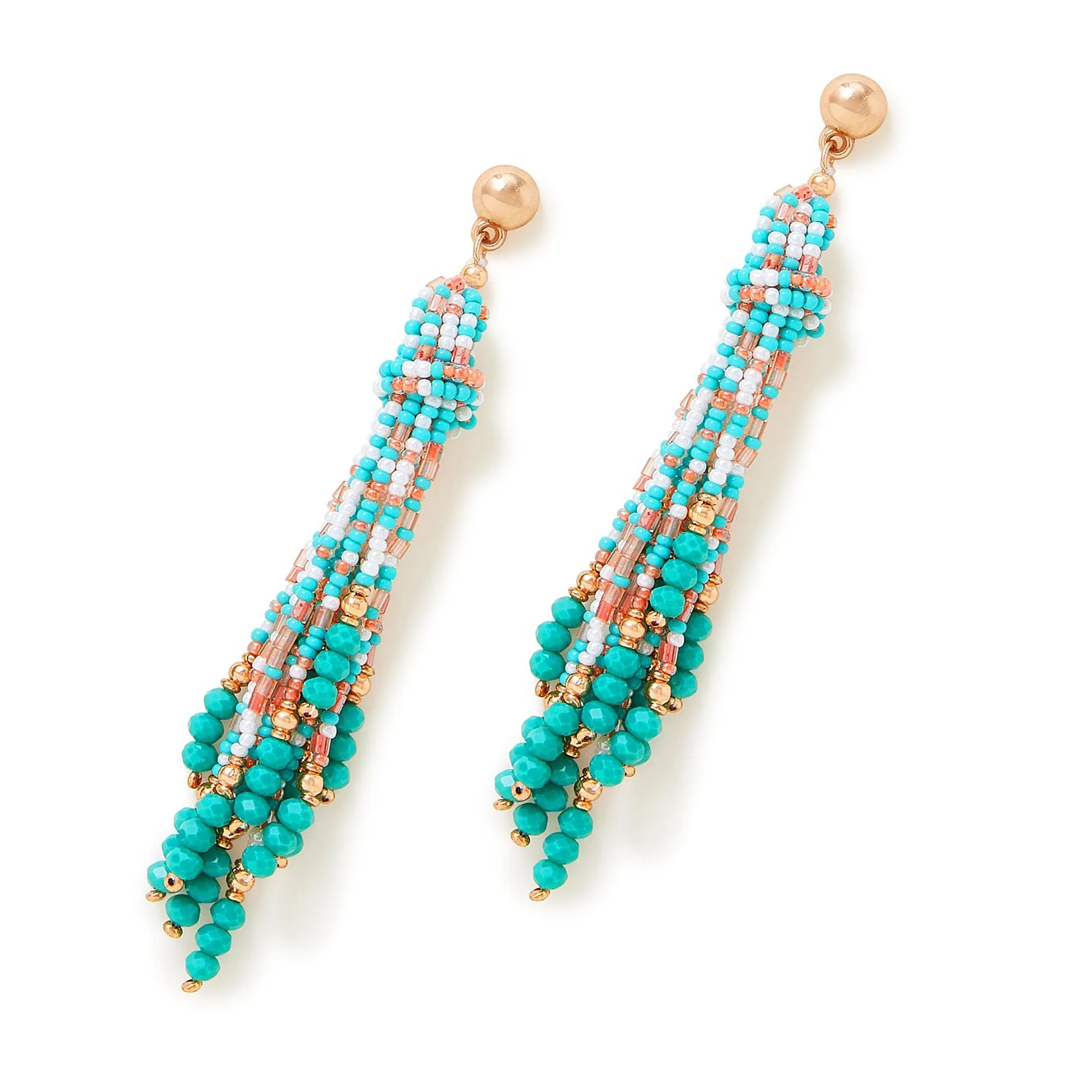 Accessorize London Long Beaded Blue Tassle Earring