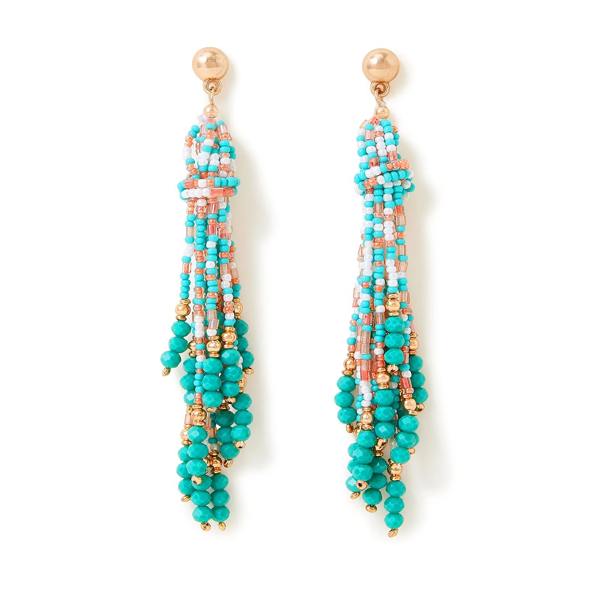 Accessorize London Long Beaded Blue Tassle Earring