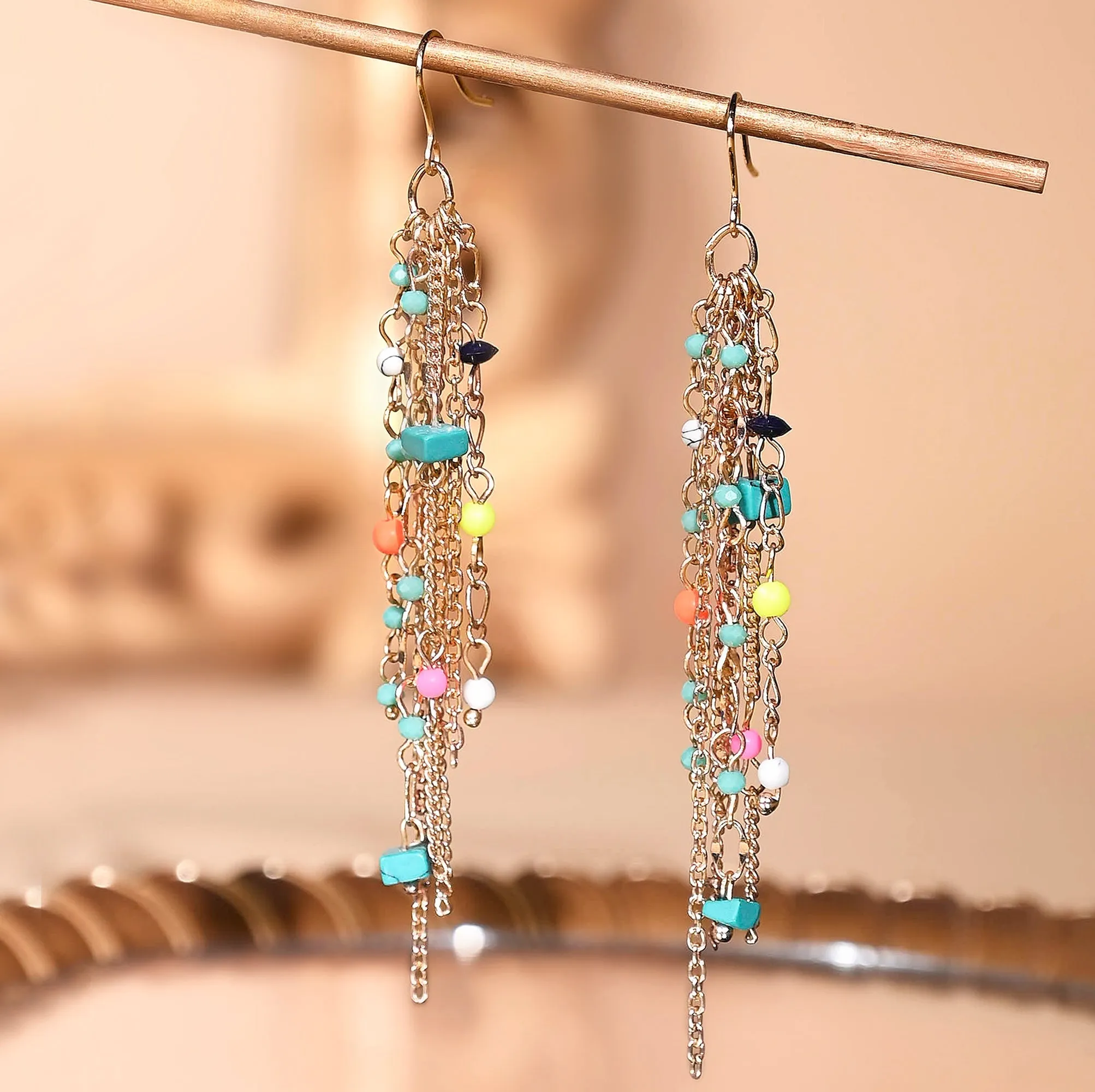 Accessorize London Women's Beaded Chain Tassel Earrings