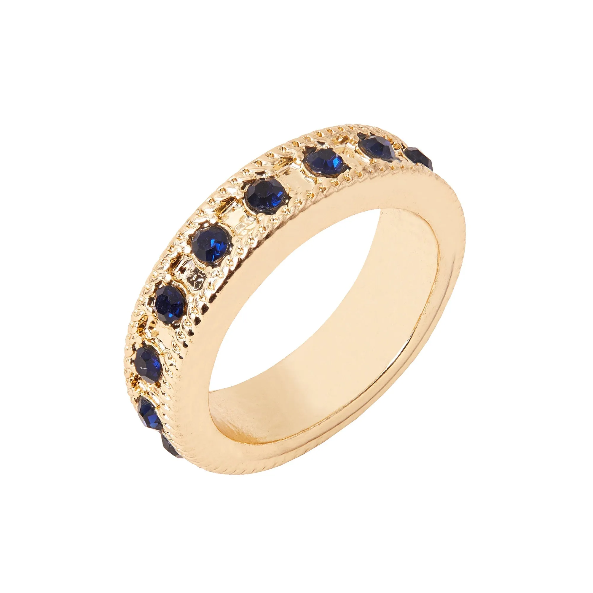 Accessorize London Women's Blue Bevelled Edge Gem Ring-Medium