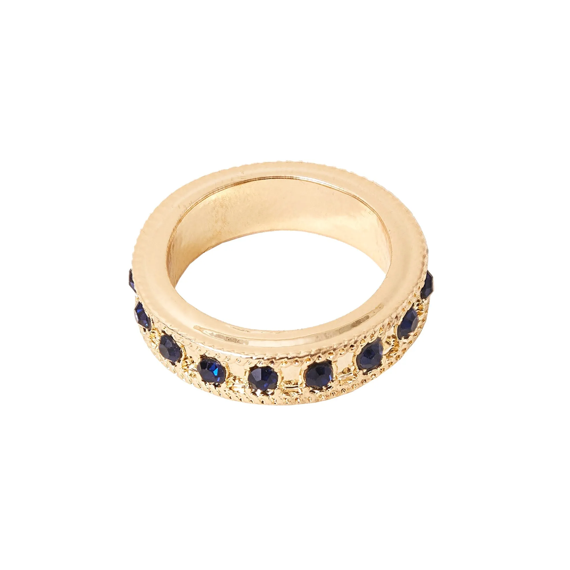 Accessorize London Women's Blue Bevelled Edge Gem Ring-Small