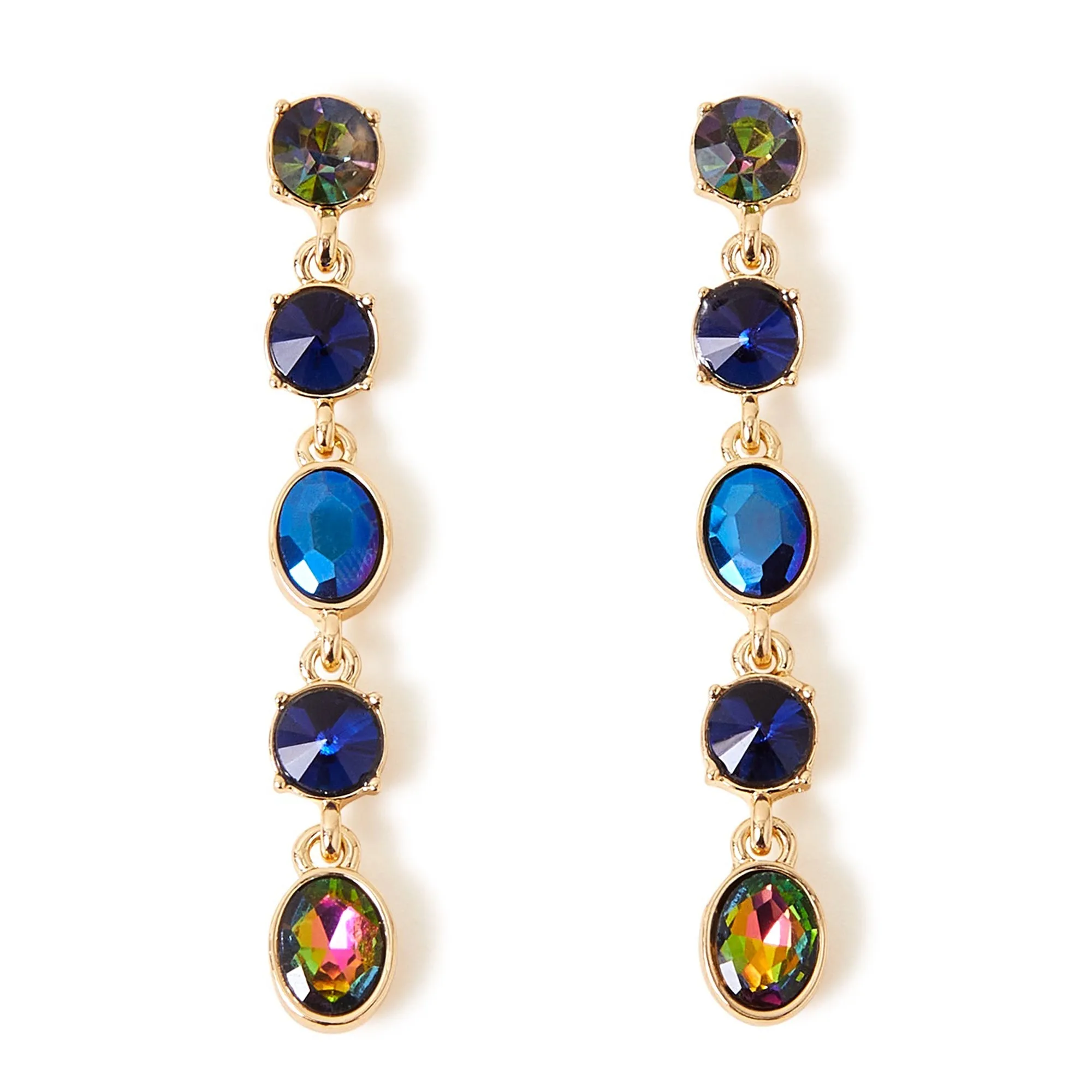 Accessorize London Women's Blue Mixed Shape Gem Drop Earring