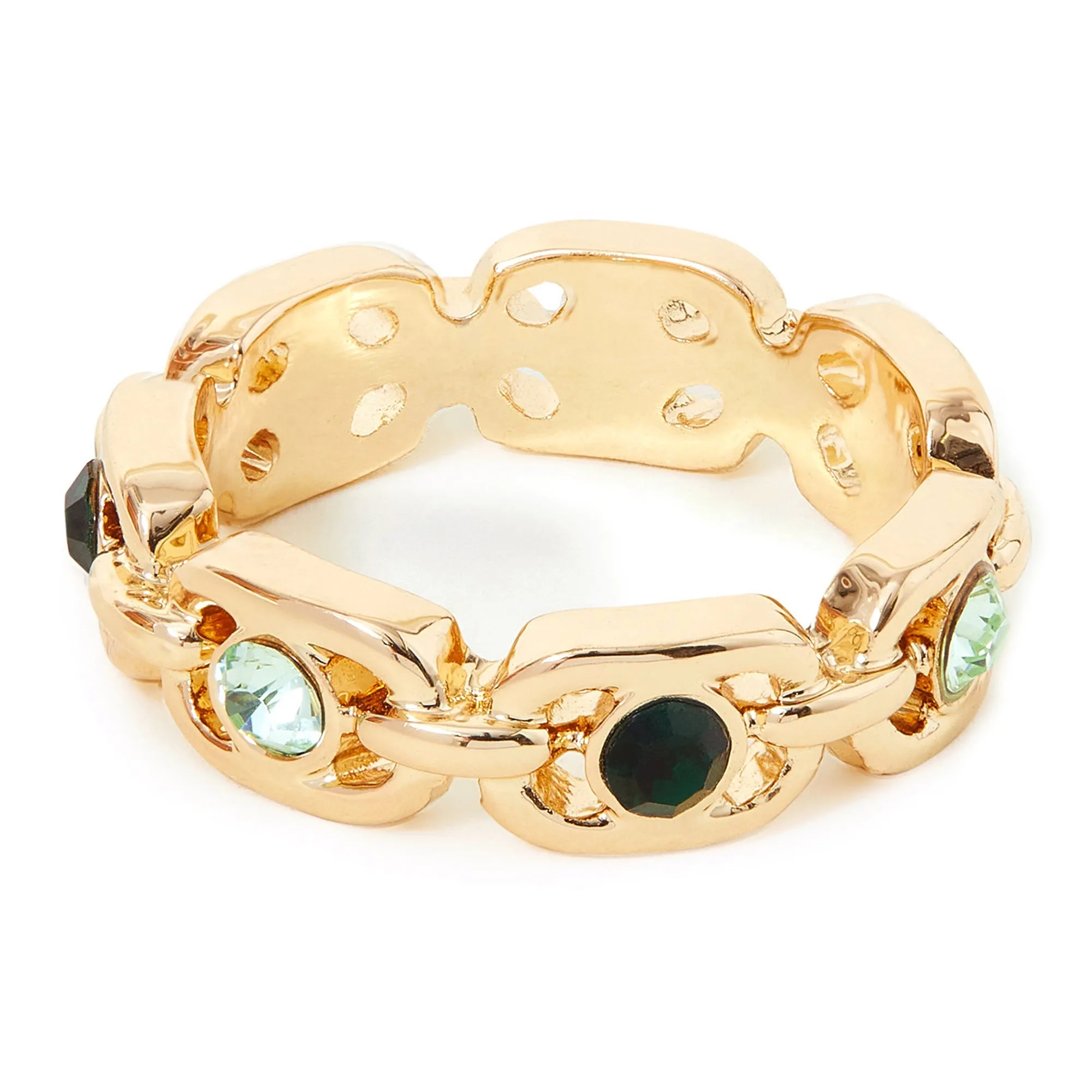 Accessorize London Women's Chain Gem Ring Green-Large