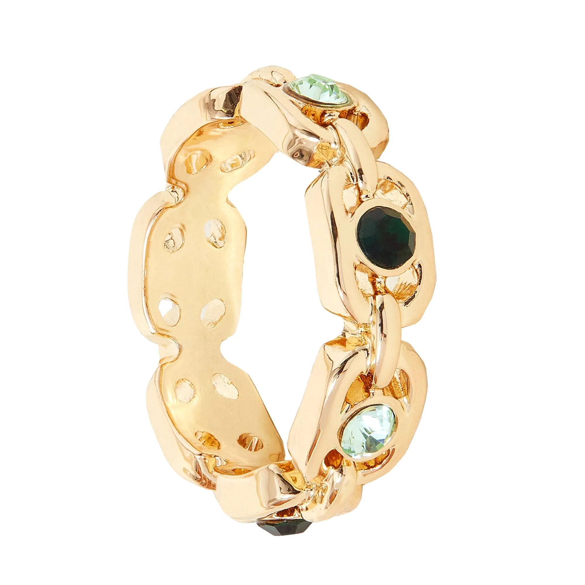 Accessorize London Women's Chain Gem Ring Green-Large