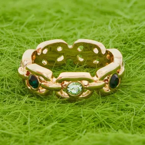 Accessorize London Women's Chain Gem Ring Green