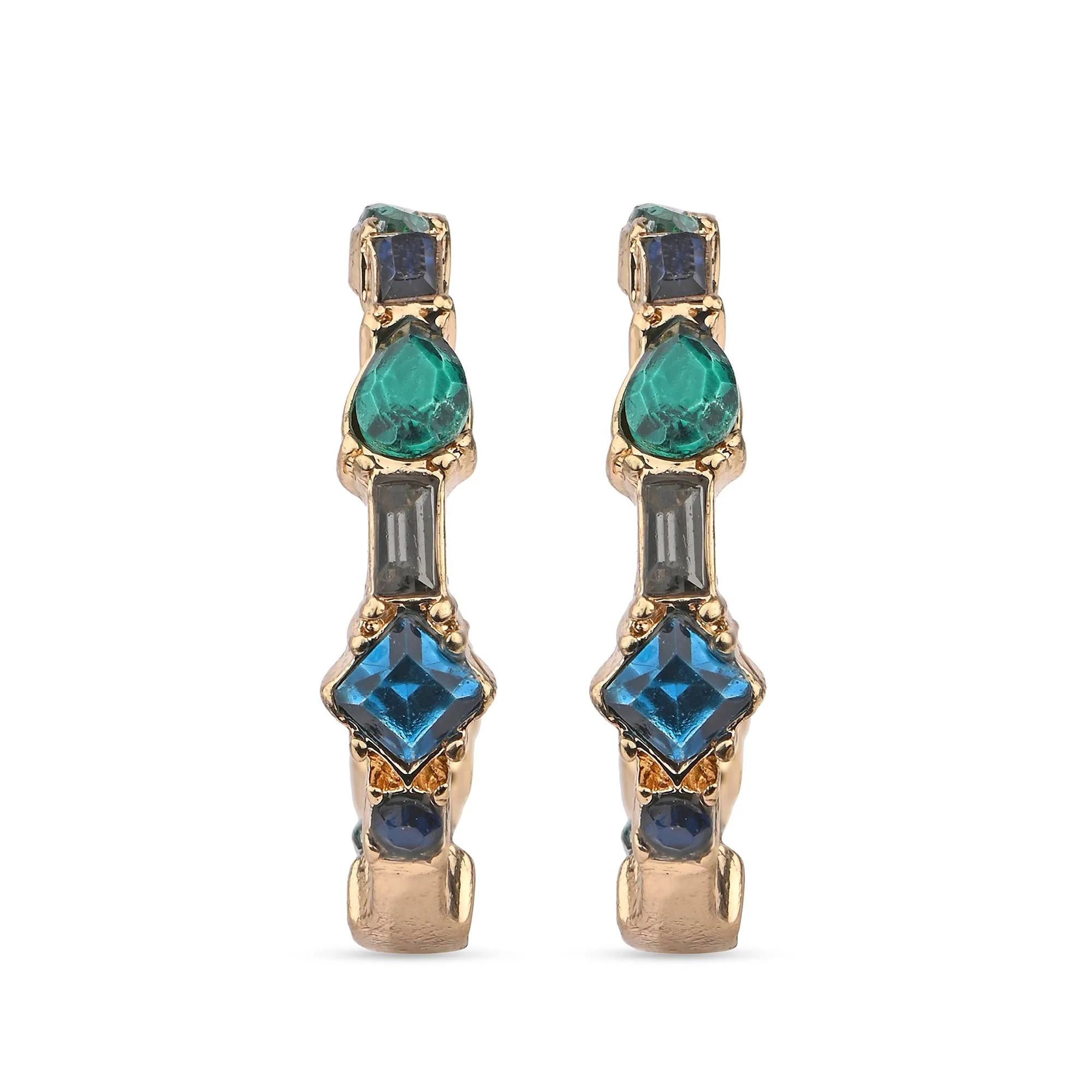 Accessorize London Women's Eclectic Gem Hoop Earrings