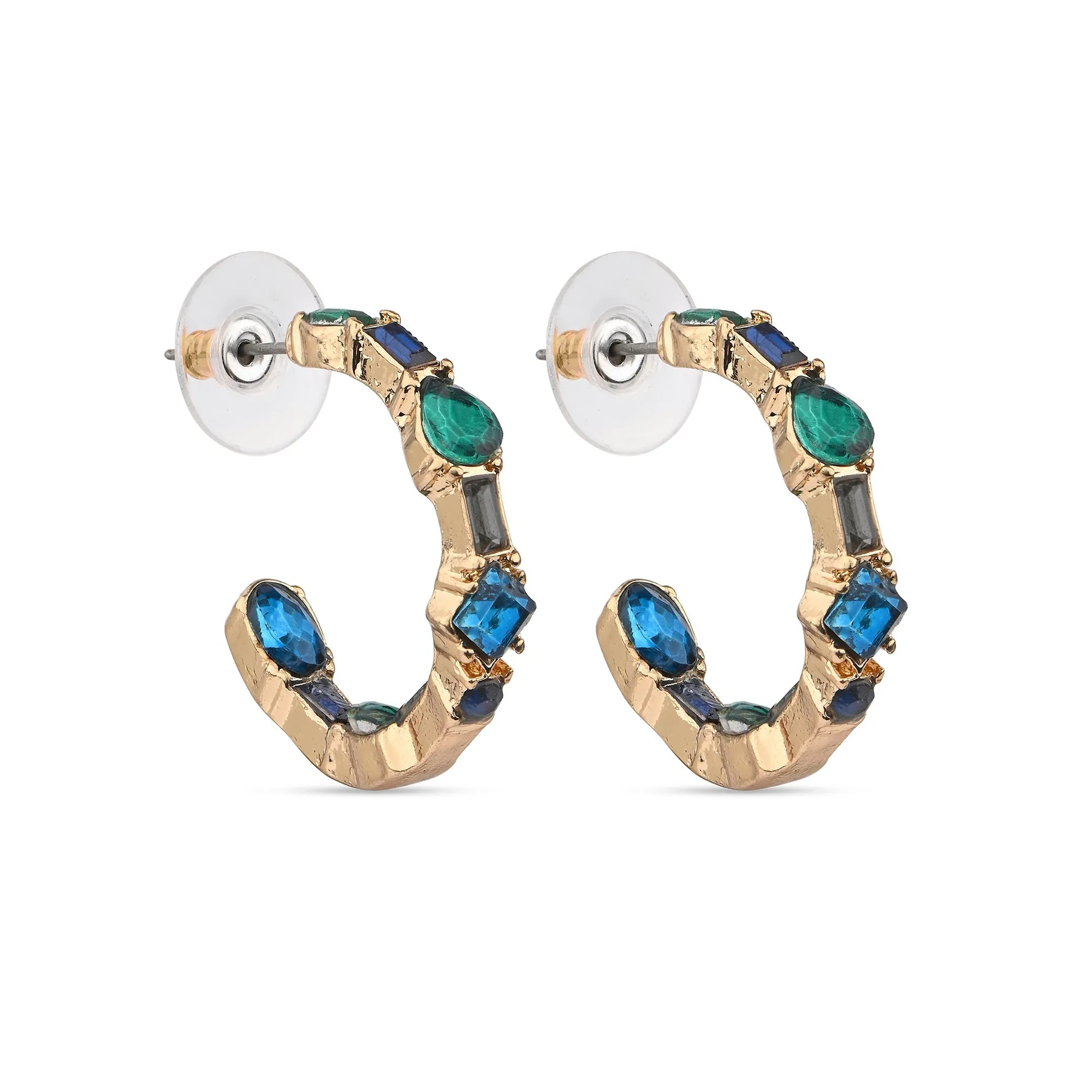 Accessorize London Women's Eclectic Gem Hoop Earrings