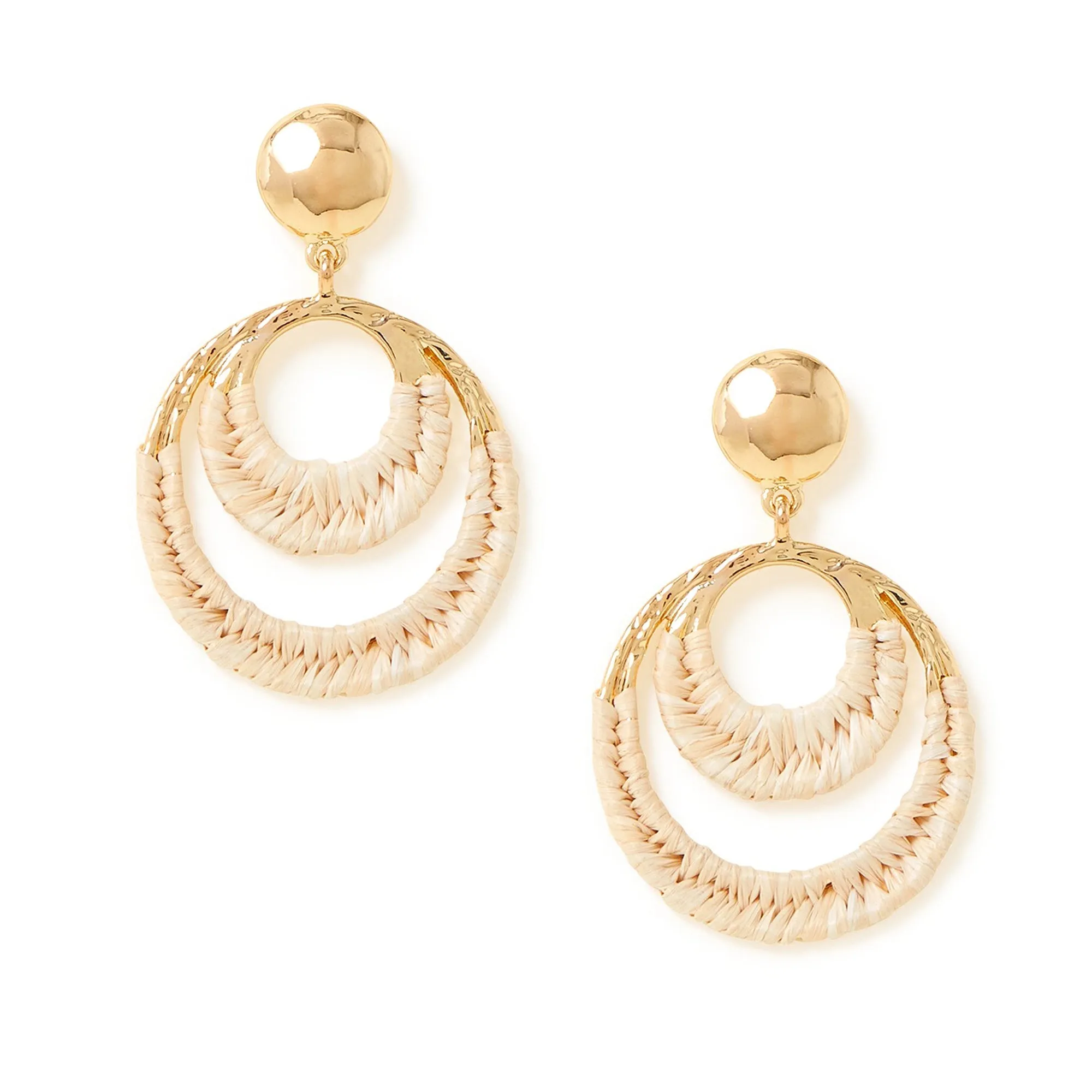 Accessorize London Women's Gold Raffia Textured Metal Statement Earring