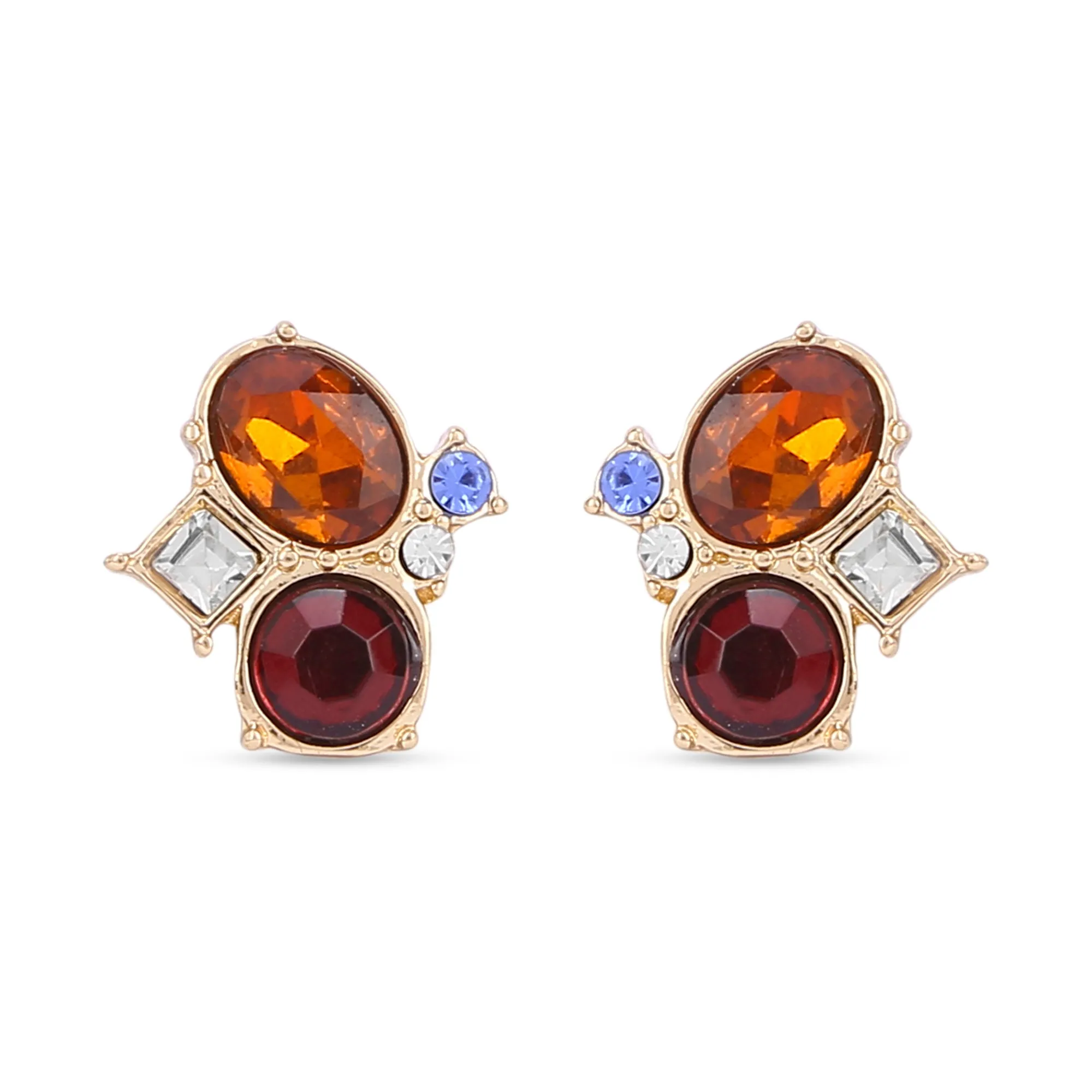 Accessorize London Women's Mixed Gem Stud Earrings