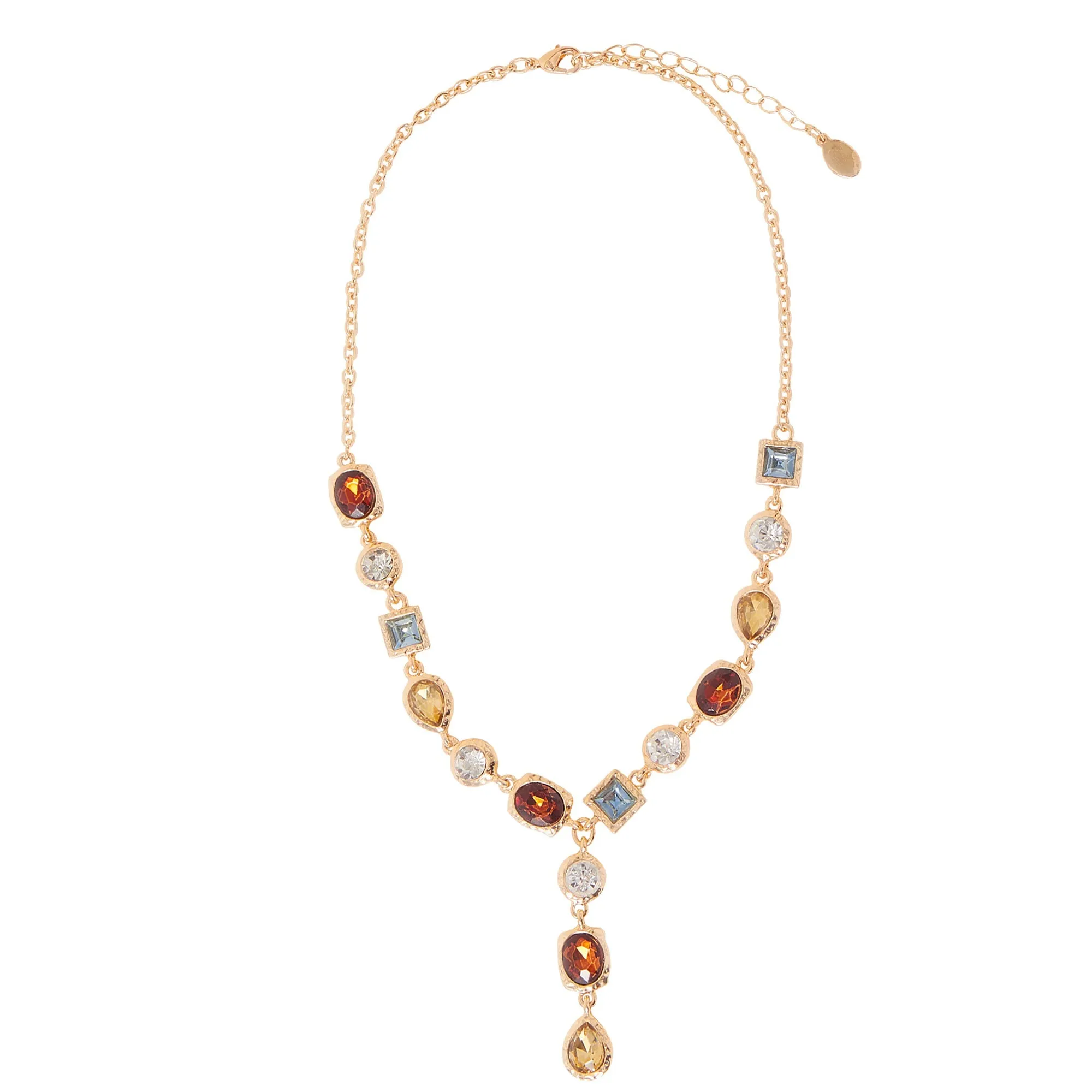 Accessorize London Women's Mixed Gem Y-Chain Necklace