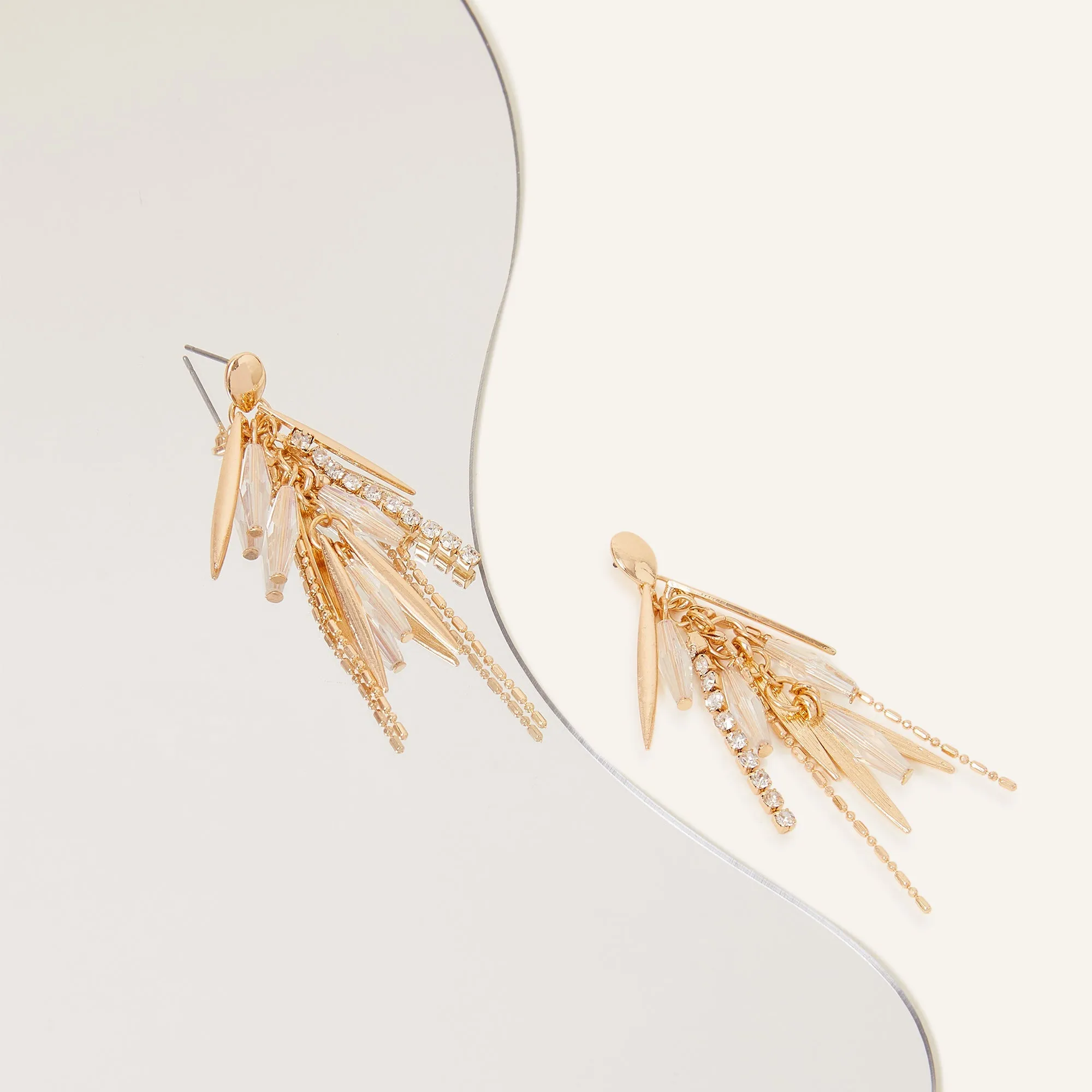 Accessorize London Women's Mixed Tassel Leaf Drop Earrings