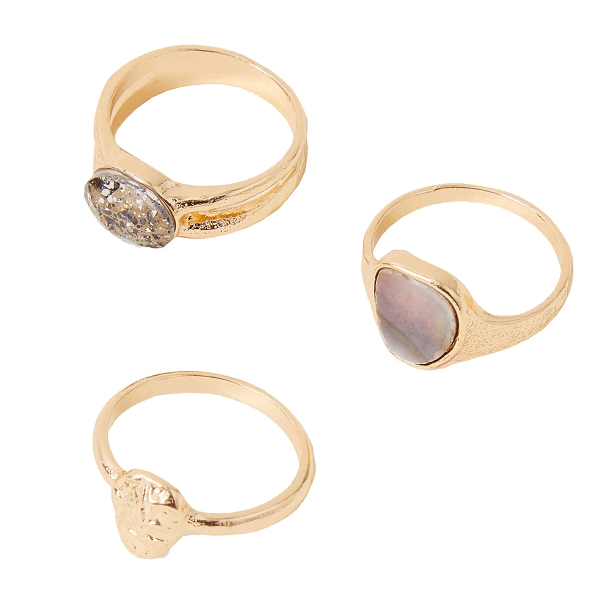 Accessorize London Women's Pearlised Ring Set Of Three Grey-Medium