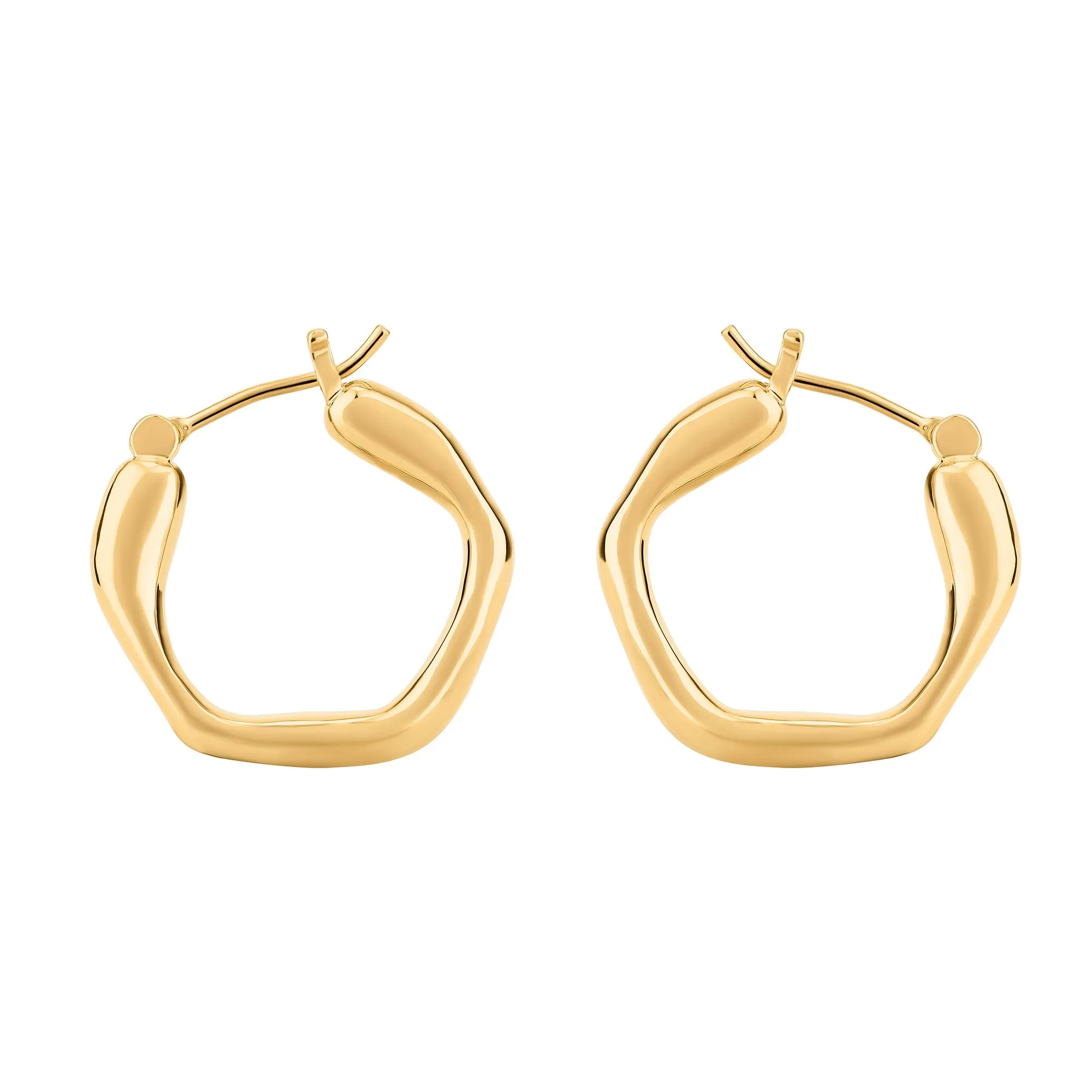 Accessorize London Women's Z Real Gold Plated Molten Hoop Earrings