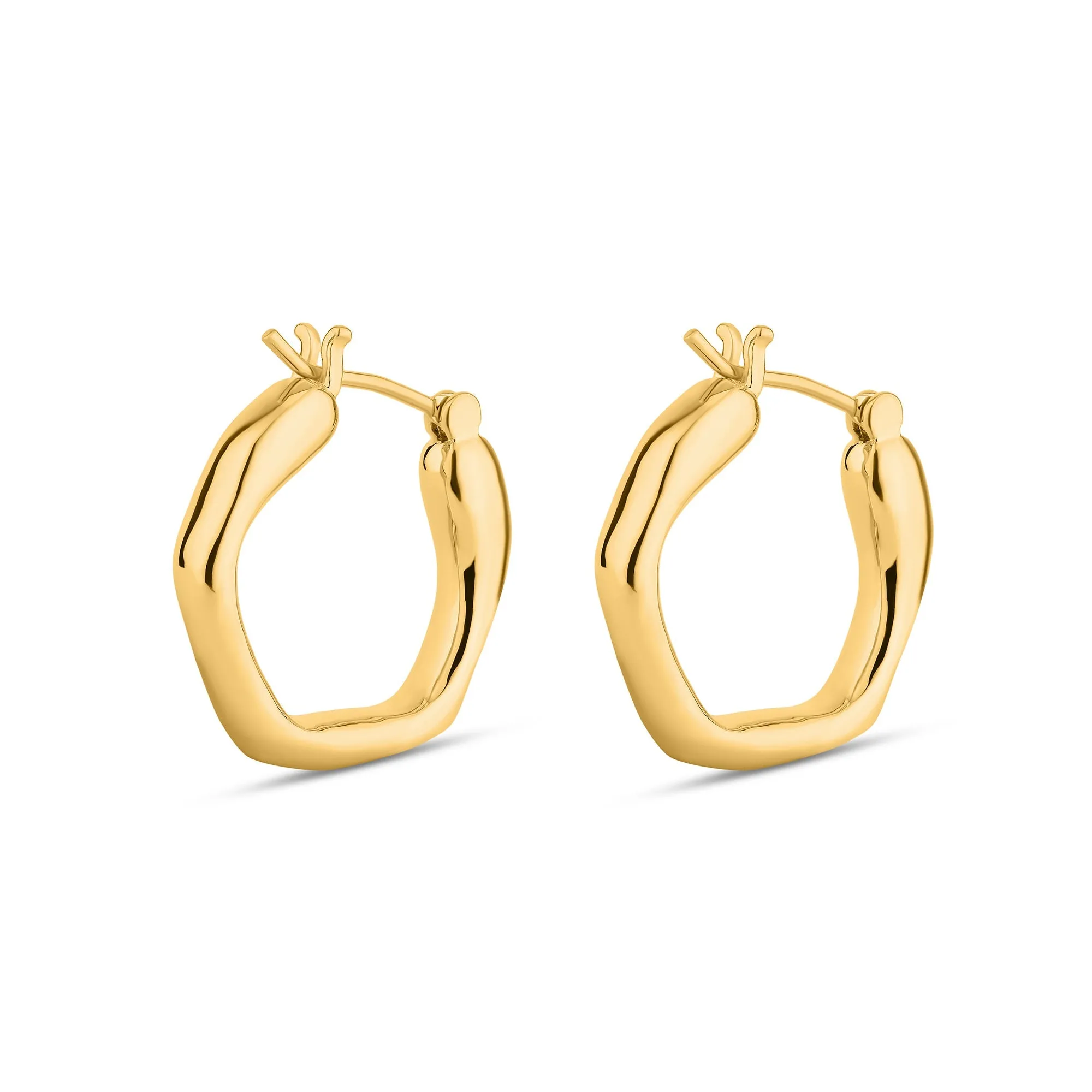 Accessorize London Women's Z Real Gold Plated Molten Hoop Earrings