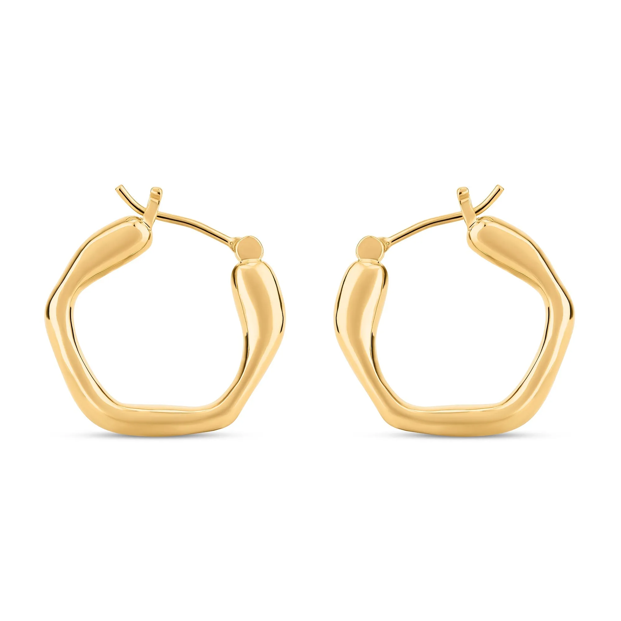 Accessorize London Women's Z Real Gold Plated Molten Hoop Earrings