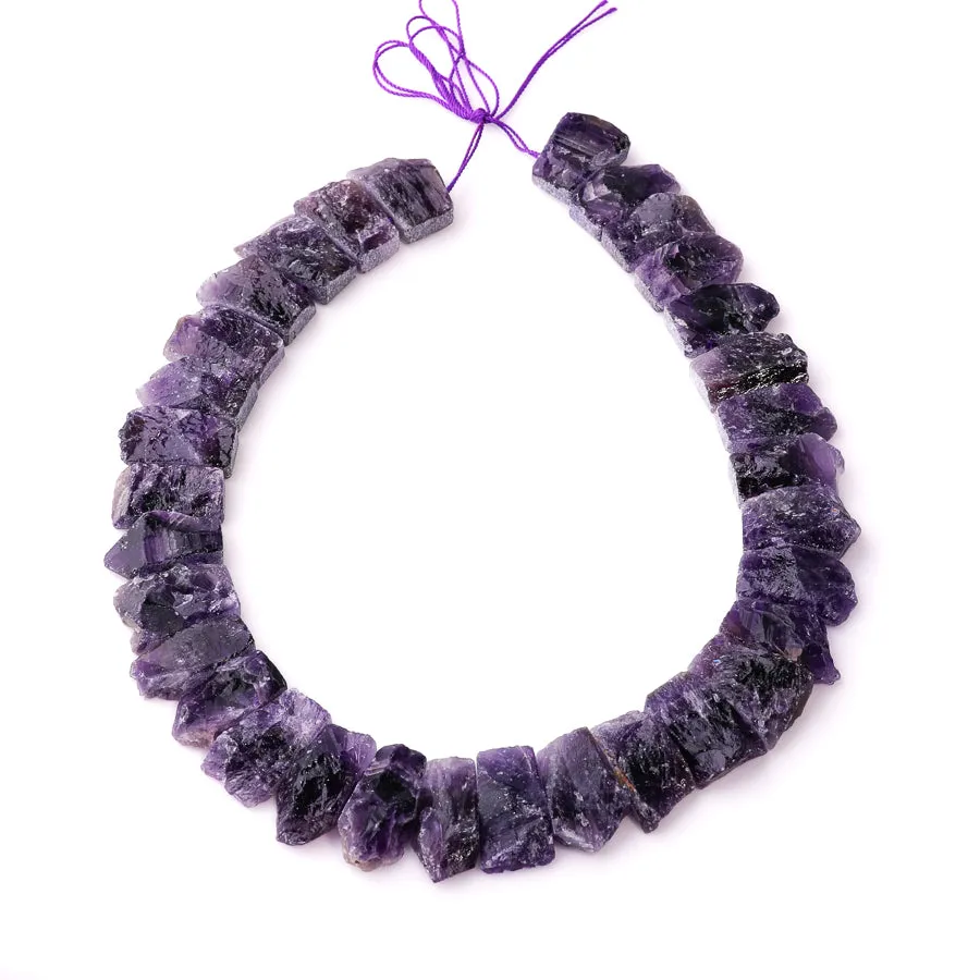 Amethyst 10x20-10x24mm Jagged Rough Collar - 15-16 Inch