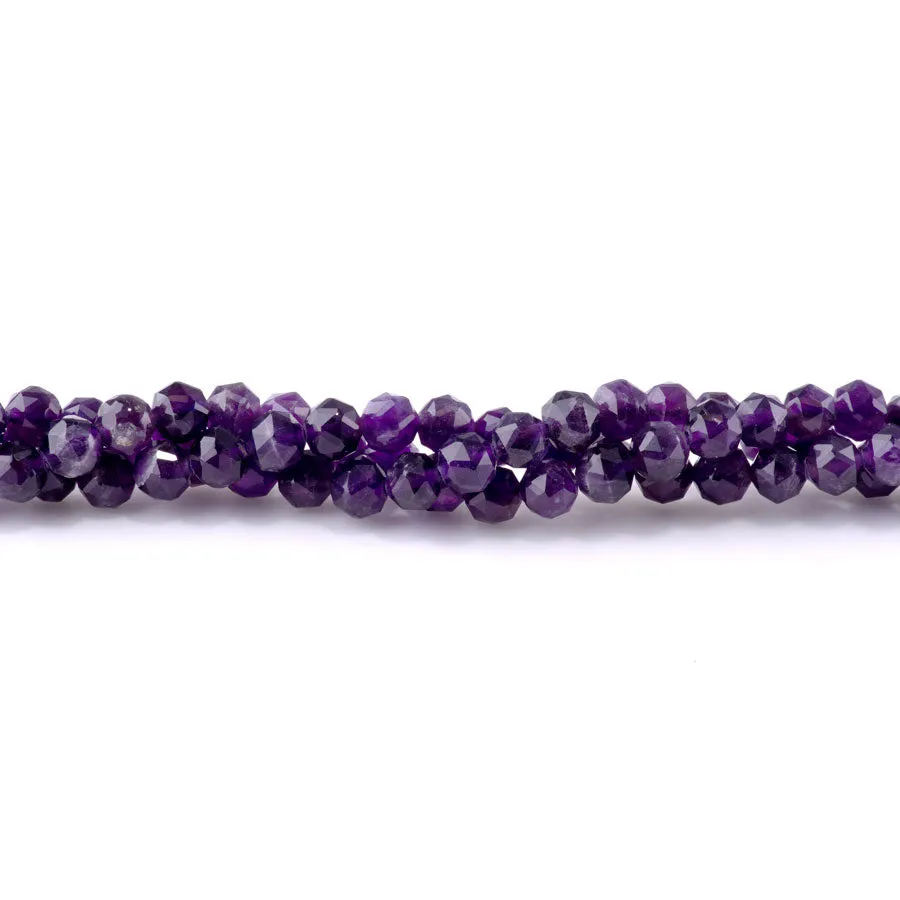 Amethyst 8mm Double Heart Faceted A Grade - 15-16 Inch