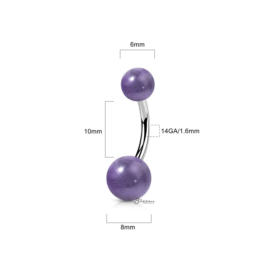 Amethyst Stone Balls Belly Button Ring