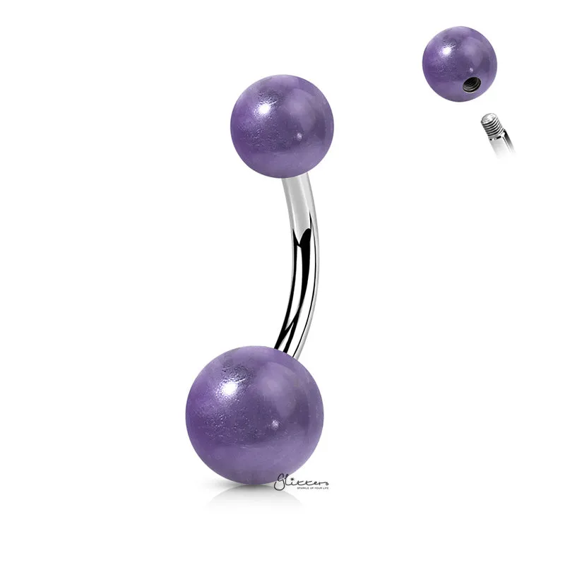 Amethyst Stone Balls Belly Button Ring