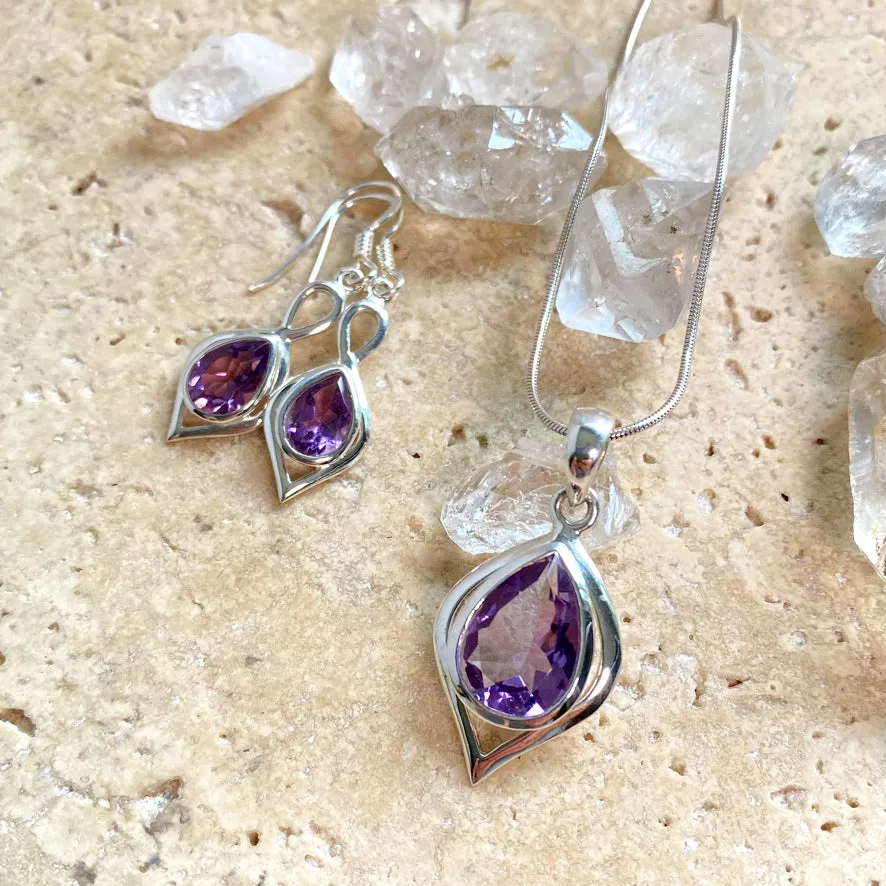 Amethyst Teardrop Earrings - Ciara