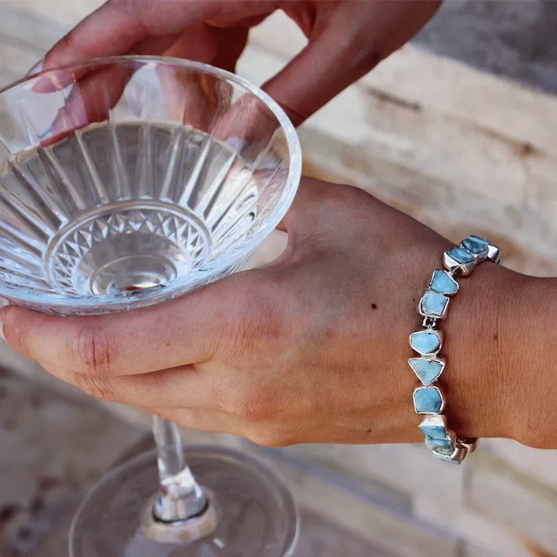 Amoli Larimar Silver Gemstone Bracelet