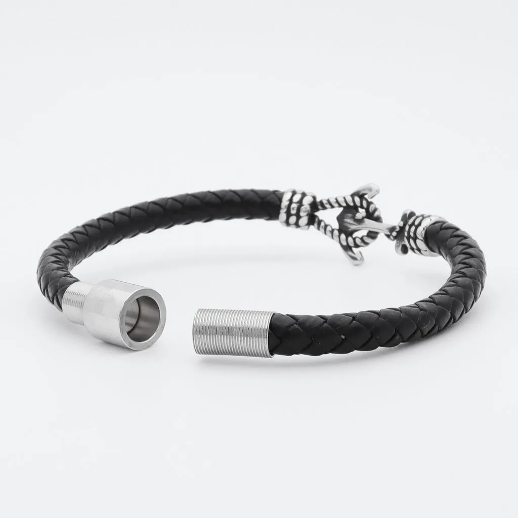 Anchor Braided Leather Bracelet