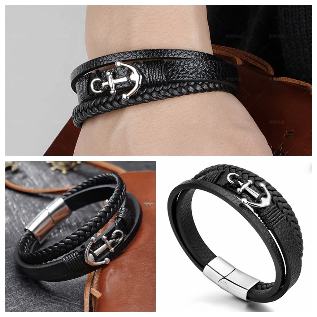 Anchor Multilayer Leather Bracelet