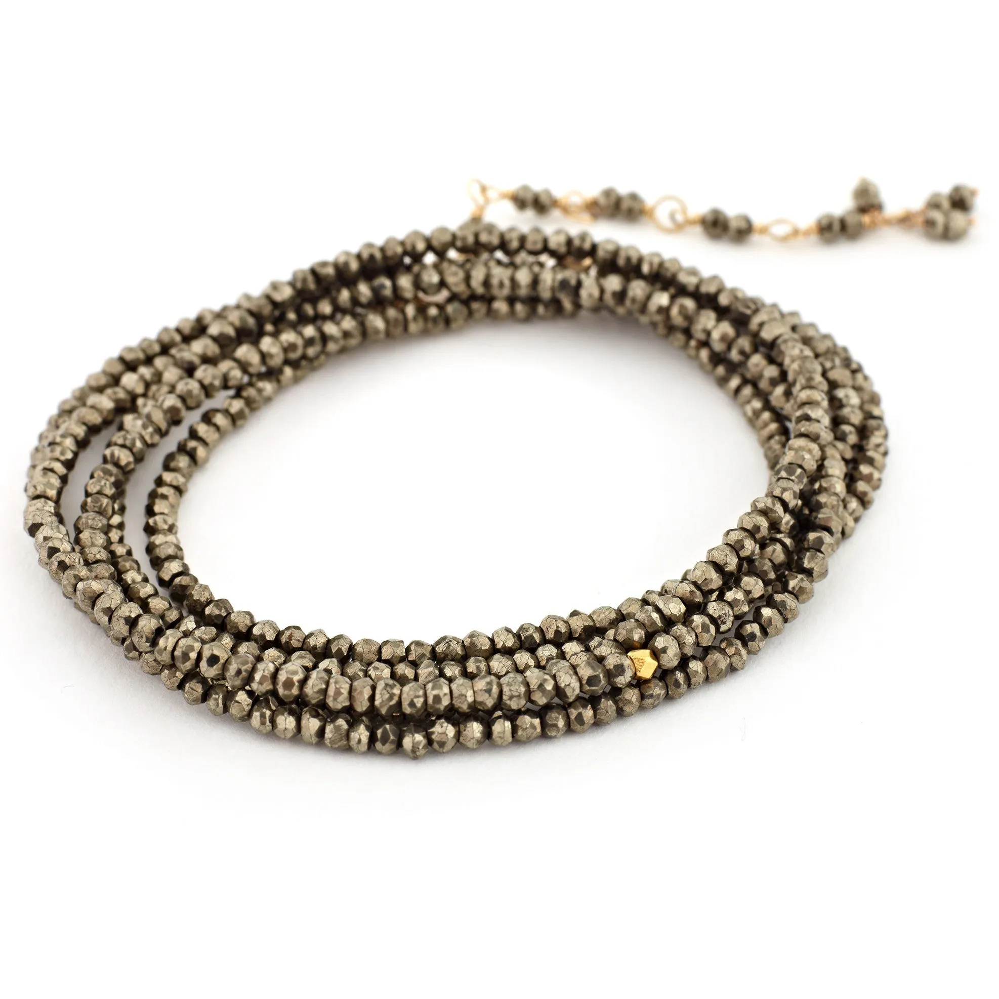 Anne Sportun Pyrite Beaded Wrap Bracelet & Necklace 34 B098G-PYR