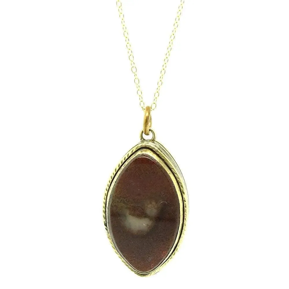 Antique Victorian Marquise Agate Locket Necklace