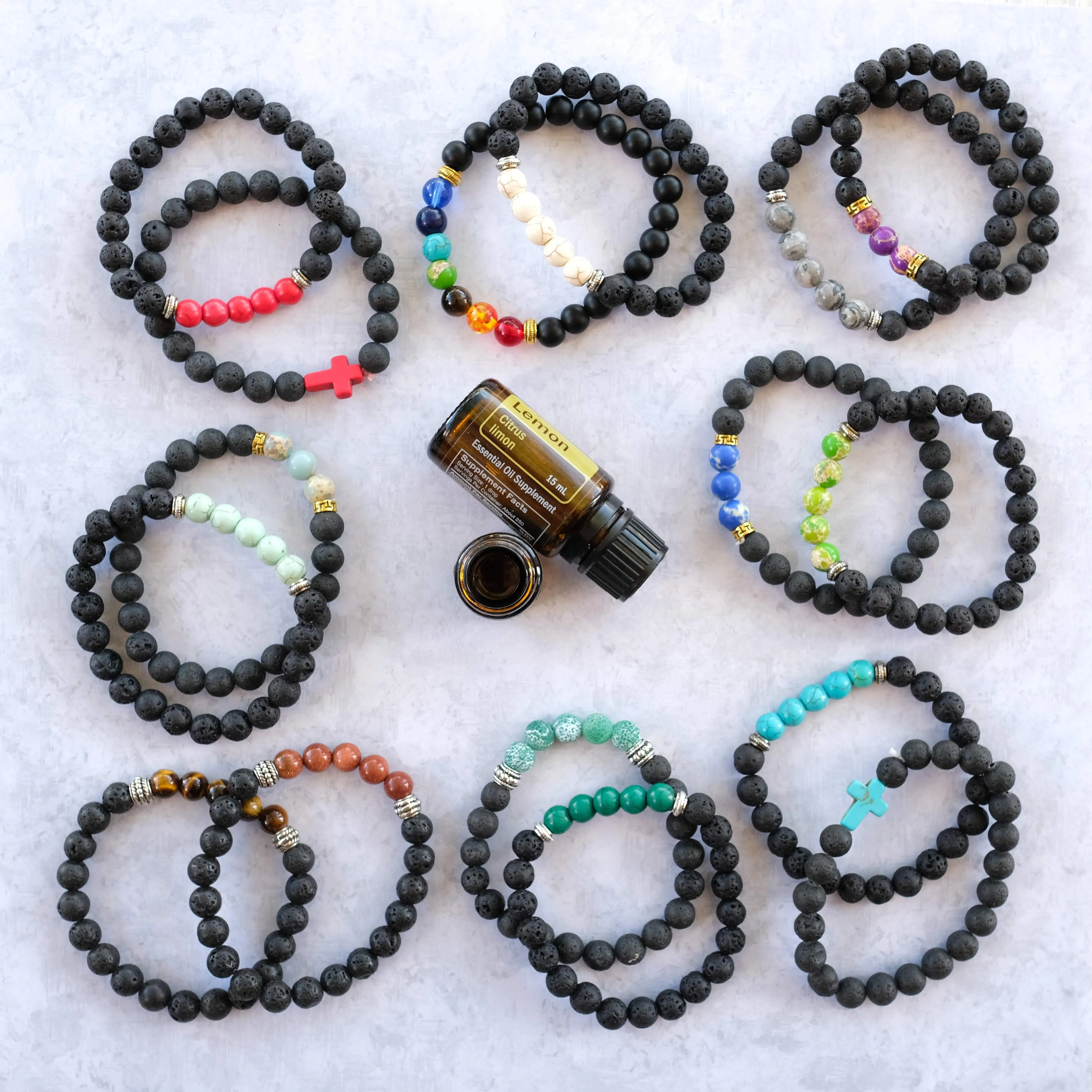 Assorted Essential Oil Lava Bracelets