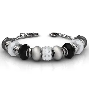 Aurora 18k White Gold Plated Beaded Bracelet with Crystals