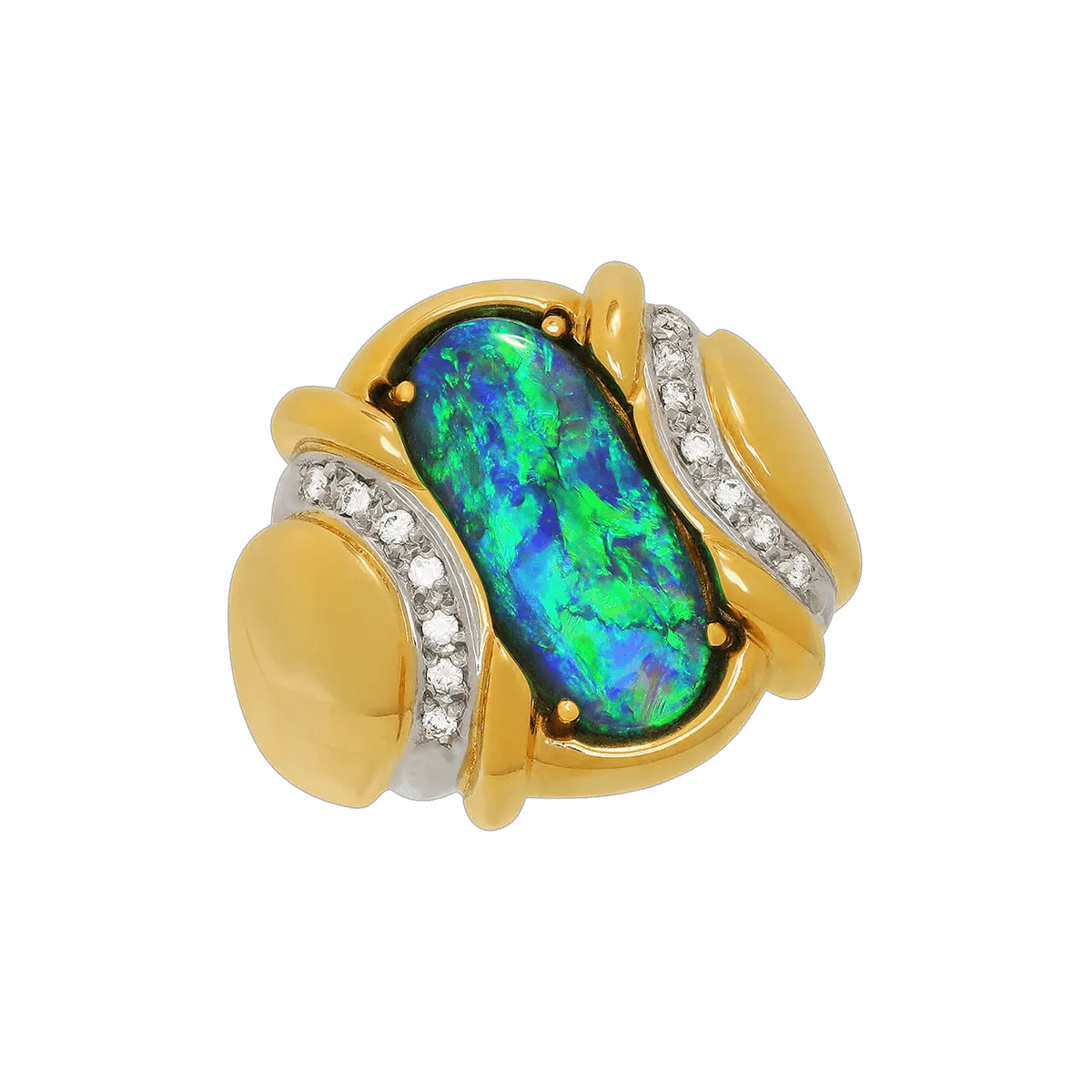 Black Opal, Diamond, 18K Gold & Platinum Ring