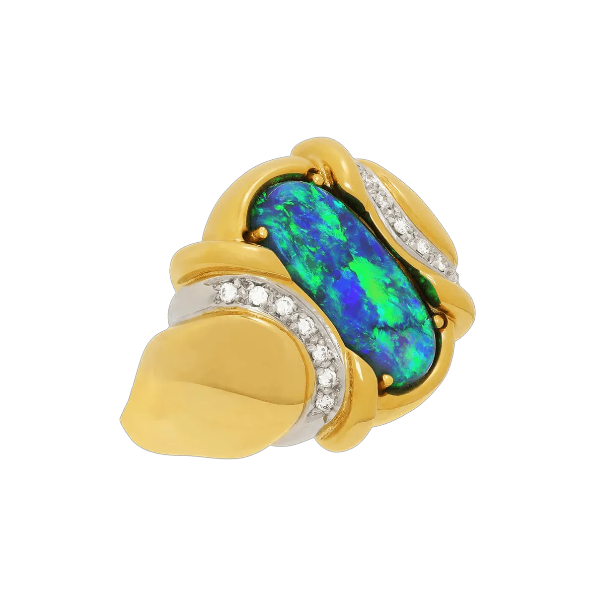 Black Opal, Diamond, 18K Gold & Platinum Ring