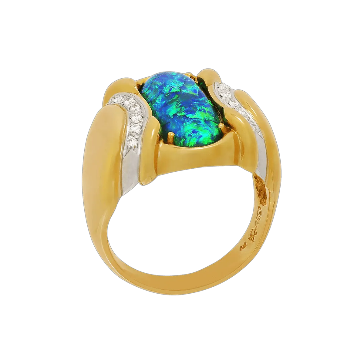 Black Opal, Diamond, 18K Gold & Platinum Ring