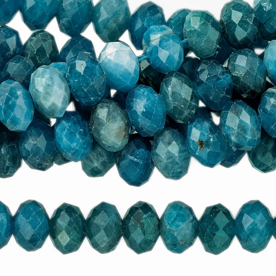 Blue Apatite 6mm Rondelle Faceted - 15-16 Inch