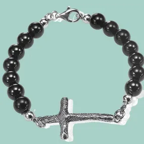 Bracelet for Man Silver Cross and Onyx Bracelets for Men.