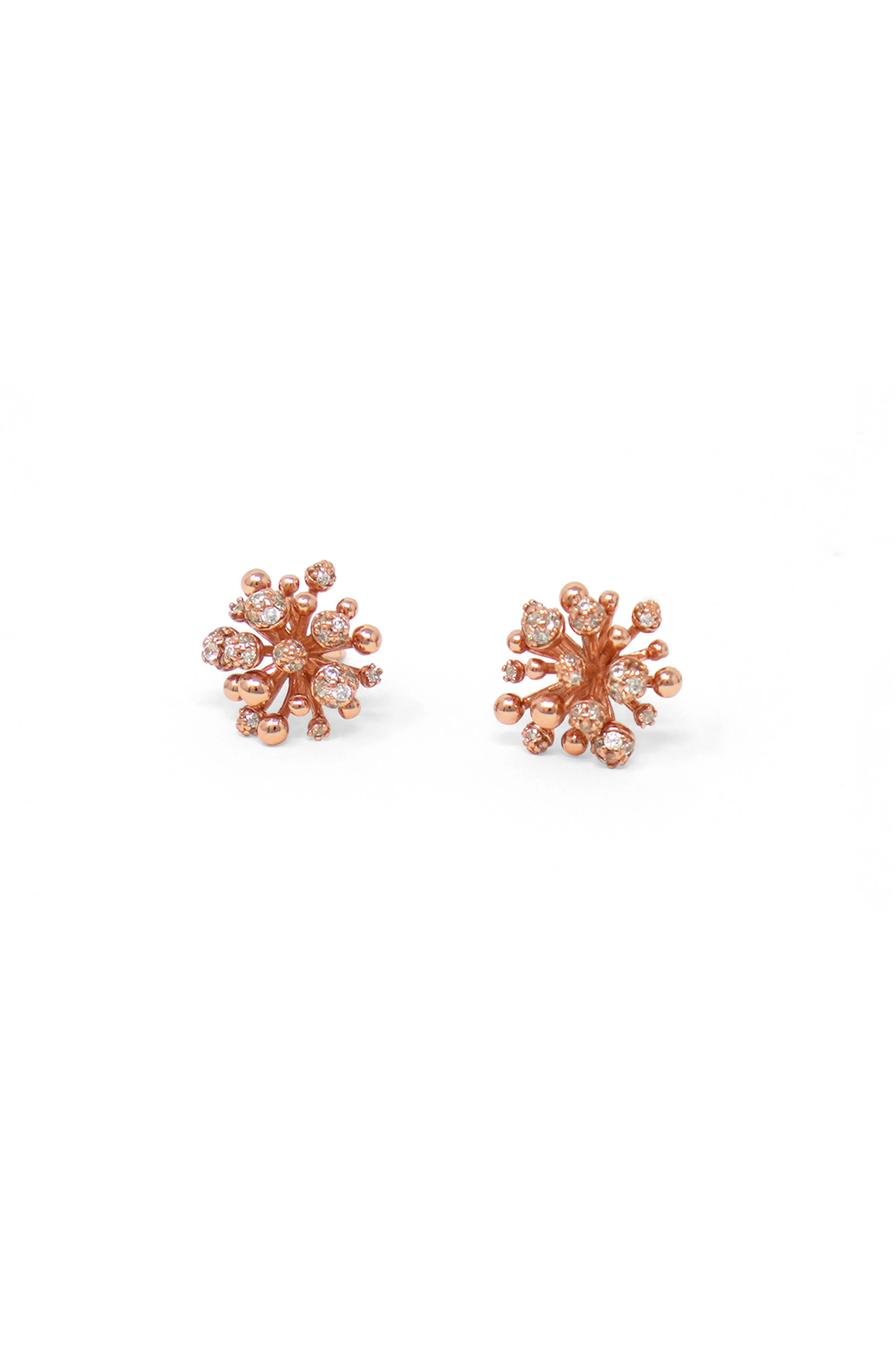 Bursting Showers Rose Gold Plated Sterling Silver Statement Earrings